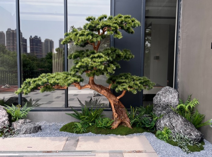 Cloud-pruned pine landscape